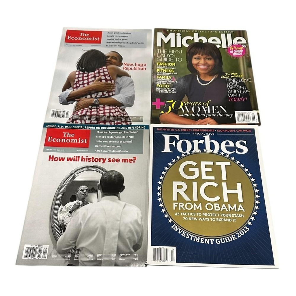 Elle Magazine Lot 4 Obama Michelle Forbes Economist Softcover Color Illustrated